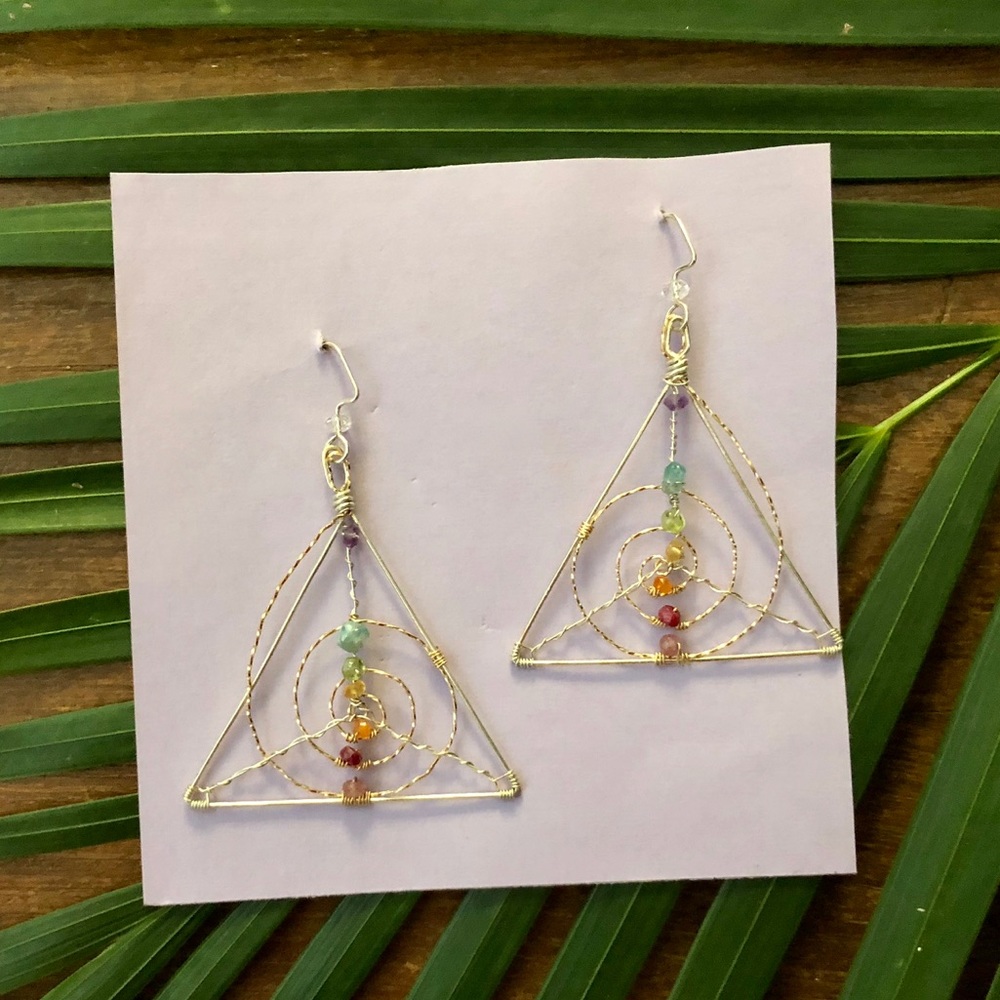 Golden Triange Spectrum Earrings